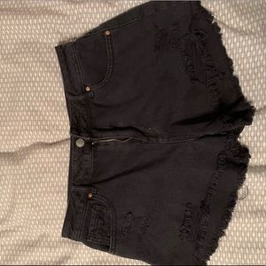 black denim shorts - high rise festival